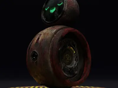 Old And Damaged Rigged Robot  Free 3D model