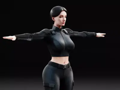 Tactical Female Soldier Character Rigged Low-poly 3D model