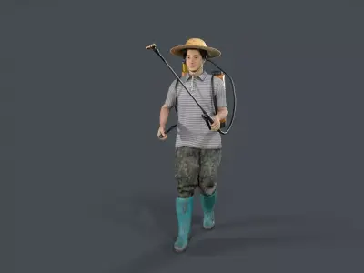 farmer Character Low-poly 3D model