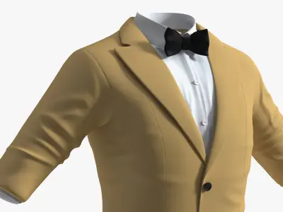  Elegant Tuxedo with Bow Tie for Dwarf Male Beige 