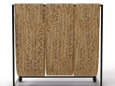 Woven Jute and Industrial Iron Magazine Rack - Artisan Series Low-poly 3D model