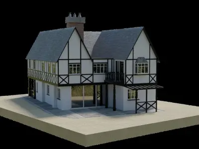 modern-medieval house Low-poly 3D model