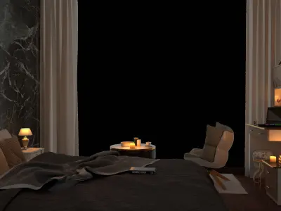 Hotel Room 3D model Low-poly 3D model