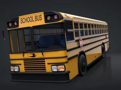 School Bus C4D Rigged 3D model