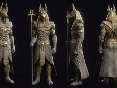 Egyptian Statue Anubis Low-poly 3D model