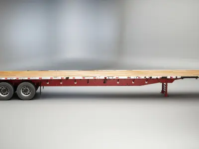 Used Flatbed Semi-Truck Trailer 3D model purchase