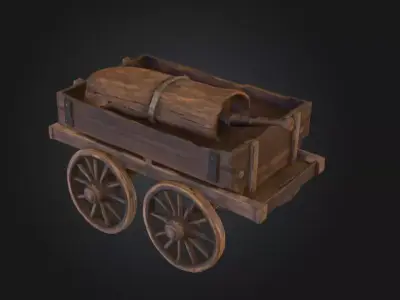 Antique Wooden Cart Low-poly 3D model