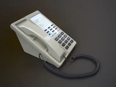 Office Basic Telephone white color Low-poly 3D model