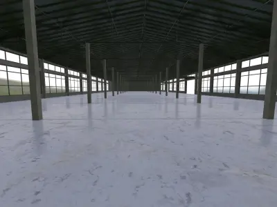 Modular warehouse Free low-poly 3D model