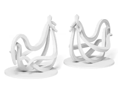 Two Roosters Statue 3D model