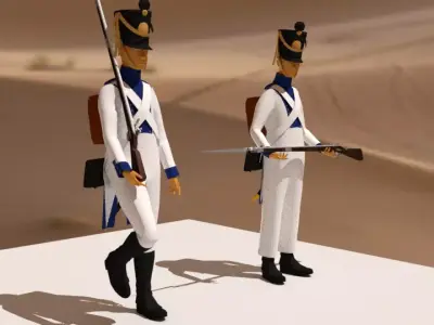 Westphalian soldier and officer  Napoleonic wars Free low-poly 3D model