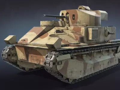 Vickers Medium Mk II Low-poly 3D model