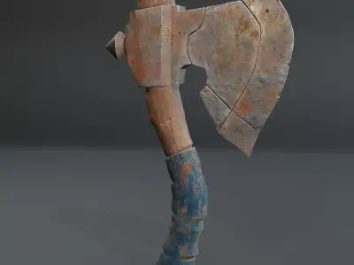 Stylized Rusty Axe 3D Model  Game Ready Weapon Low Poly PBR Free low-poly 3D model
