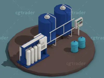 Low Poly Water Cleaning Isometric Low-poly 3D model