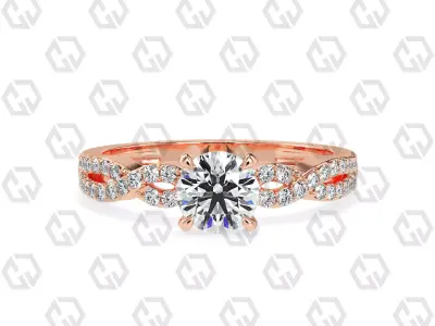 Ring 149 Round shape twisted shank pave set ring 3D print model