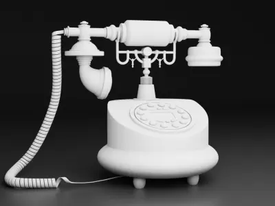 MS-6100B European Antique Phone Low-poly 3D model