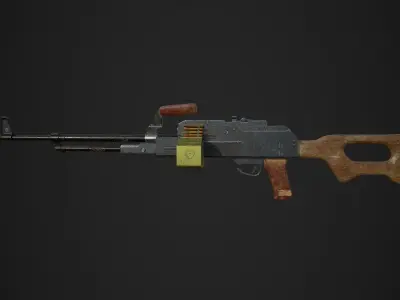 Lowpoly PK wooden rifle 3D model