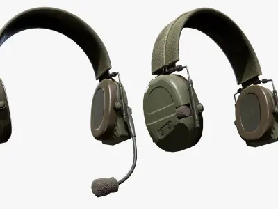 Tactical Headphone Low-poly 3D model