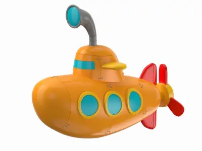 Cartoon Submarine Orange 3D model