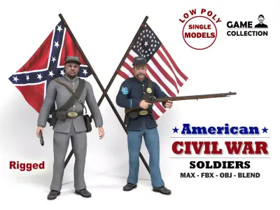 American Civil War - Soldiers Low-poly 3D model