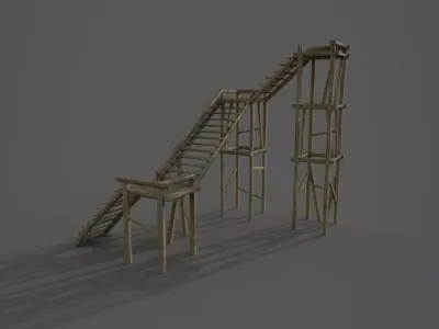 Stairs wooden ladder Free low-poly 3D model