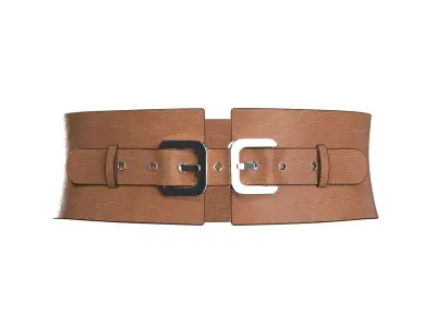 Brown Leather Buckle Belt 3D model