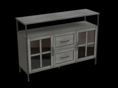 Industrial Farmhouse Window Pane Buffet Table Low-poly 3D model purchase