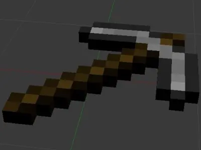 Minecraft Pickaxe Low-poly 3D model
