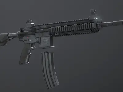 HK416D Assault Rifle Low-poly 3D model