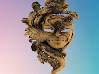  mask woman 3D MODEL STL FILE FOR CNC ROUTER LASER  3D print model