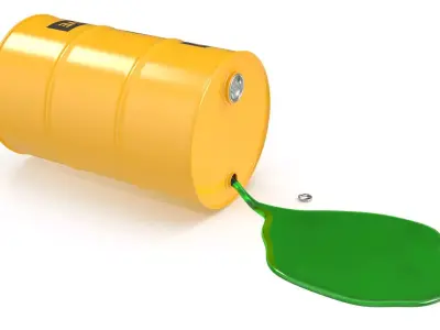 Barrel And Leaking Liquid Low-poly 3D model