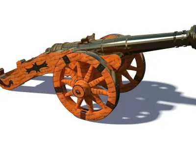 Cannon Miniature Low-poly 3D model
