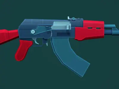 Stylized AK-47 Low Poly Game Ready Low-poly 3D model