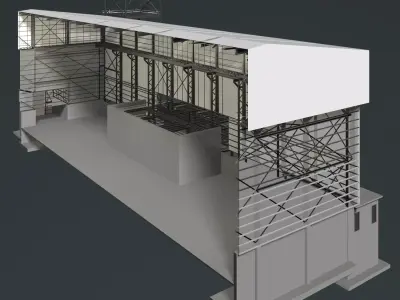 Industrial building in section cut 25i30 3D model