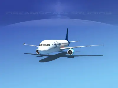 Airbus  A320 LP Star Lines Low-poly 3D model