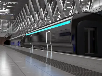 Futuristic Train Locomotive Black 3D model