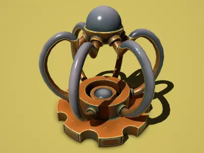 Fantasy bronze light generator Low-poly 3D model
