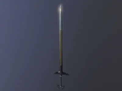German stylized two-handed sword Low-poly 3D model