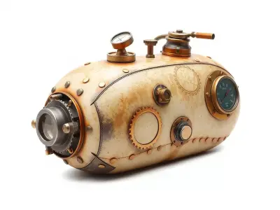 Steampunk Machinery Model Pack with Detailed Components Low-poly 3D model