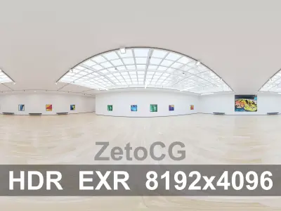 HDRI - Art Museum Gallery Interior 4b - v2 - HDR - 8192x4096 Texture