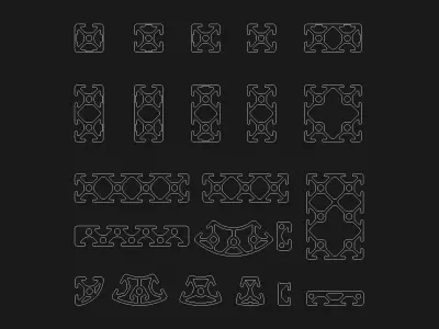 Industrial aluminum profiles 3D model purchase