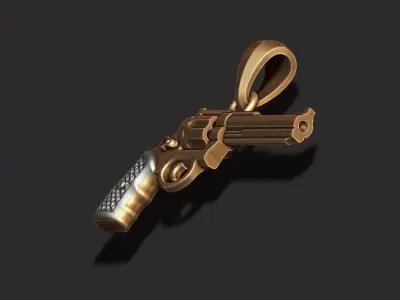 Gun Revolver pendant 3d 3D print model