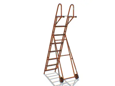 Red Steel Ladder Wheels Aircraft Maintenance Lowpoly 3D Model Low-poly 3D model