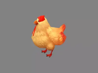 Cartoon hen Low-poly 3D model