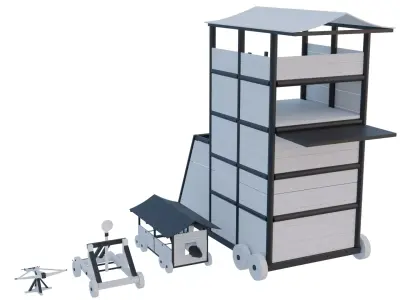 Lowpoly Base Siege Weapons Low-poly 3D model