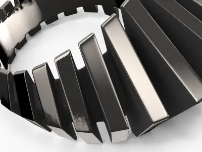 Modern Style Silver Rings Collection 3D model
