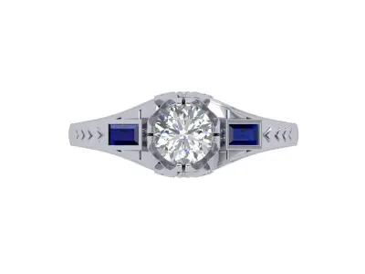 Round  Stone Art Deco Ring 3D print model purchase