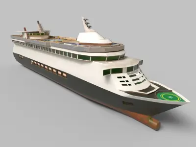 Realistic Cruise Ship 3D Model Low-poly 3D model