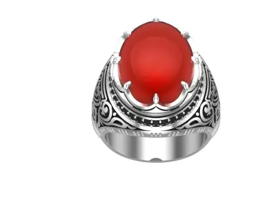 035 - Black Oxodised Gents Antique Ring 3D print model