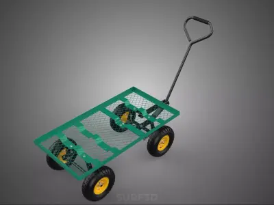GREEN MESH PLATFORM TURNTABLE TROLLEY CART ROBUST CONSTRUCTION 4 3D model